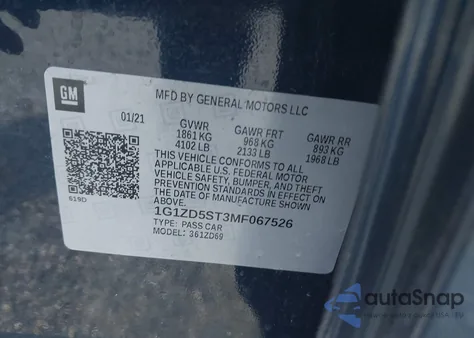 2021 Chevrolet Malibu Fwd Lt из США, поврежденный, VIN 1G1ZD5ST3MF067526